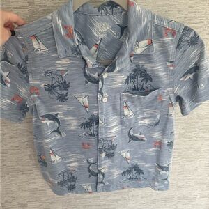 Kids Tropical Print Button Down Shirt